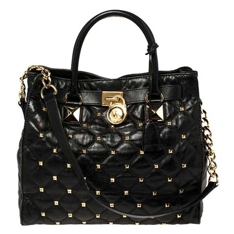 michael kors black soft leather purse|Michael Kors black studded purse.